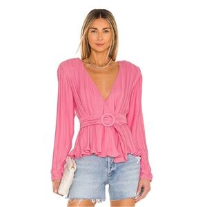 Lovers and Friends Henrietta Pleated Belted Top Pink